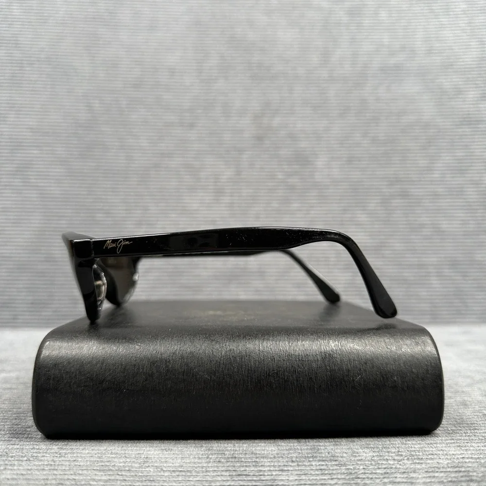 Maui Jim MJ-158-02 Black Oval Y2K Sunglasses Made in Japan Classic Style VTG